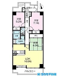 ヴェルヴュ西宮門戸 3LDKの間取図画像