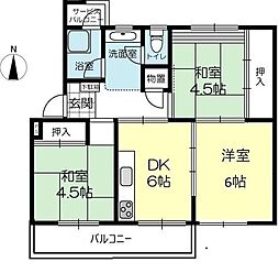宮路池住宅8号棟 3DKの間取図画像
