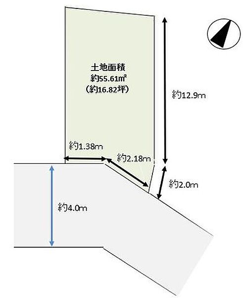 建築条件無し土地　価格880万　土地面積55.61m2