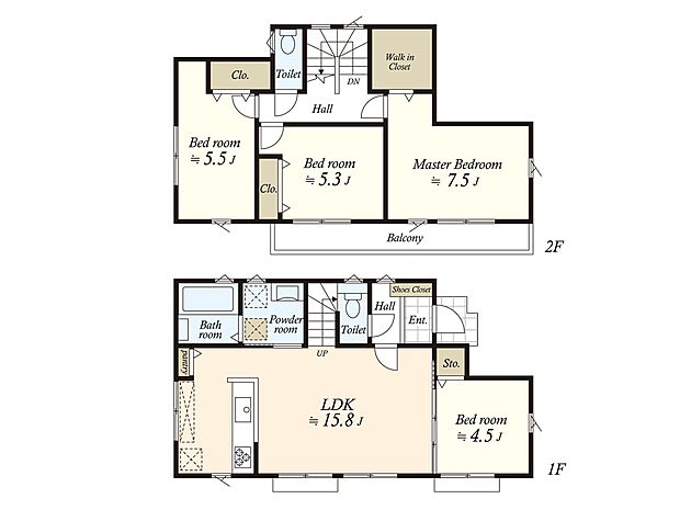 (建物プラン例)丁寧な打ち合わせにてヒアリングを行い、お客様のお好きな間取をプランニングいたします。