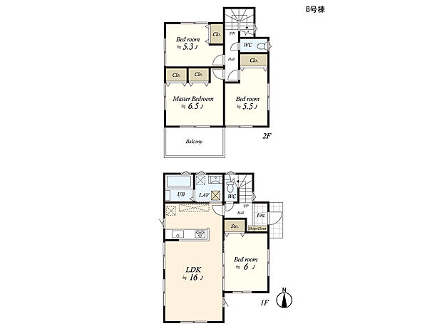 (建物プラン例)丁寧な打ち合わせにてヒアリングを行い、お客様のお好きな間取をプランニングいたします。
