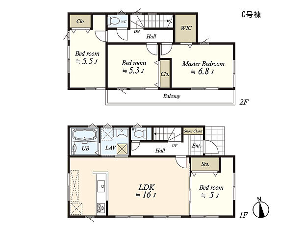 （建物プラン例）丁寧な打ち合わせにてヒアリングを行い、お客様のお好きな間取をプランニングいたします。