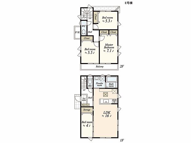 (建物プラン例)丁寧な打ち合わせにてヒアリングを行い、お客様のお好きな間取をプランニングいたします。