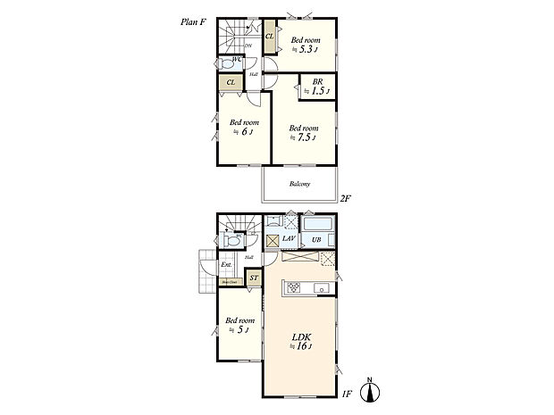 (建物プラン例)丁寧な打ち合わせにてヒアリングを行い、お客様のお好きな間取をプランニングいたします。