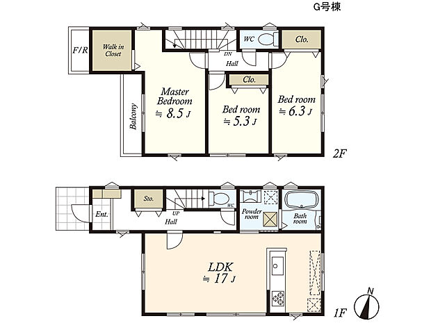 (建物プラン例)丁寧な打ち合わせにてヒアリングを行い、お客様のお好きな間取をプランニングいたします。