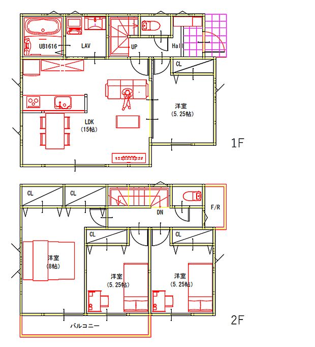 （建物プラン例）丁寧な打ち合わせにてヒアリングを行い、お客様のお好きな間取をプランニングいたします。