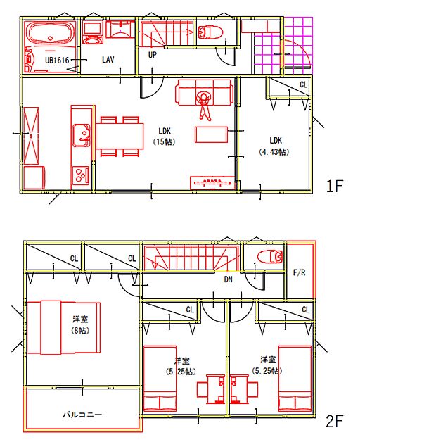 (建物プラン例)丁寧な打ち合わせにてヒアリングを行い、お客様のお好きな間取をプランニングいたします。