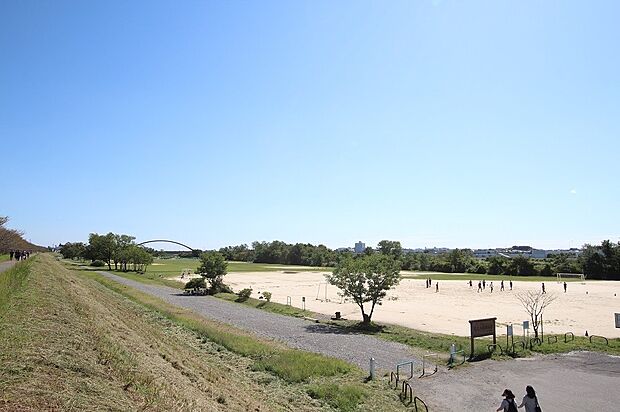 多摩川緑地くじら運動公園まで(880m)