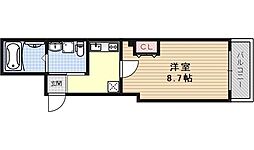 フラッティ西陣 2階1Kの間取り