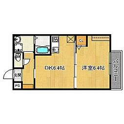 エントランスライフ宝ヶ池 1階1DKの間取り