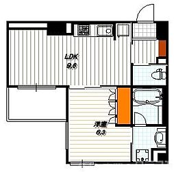 リーガル京都四条烏丸II 1階1LDKの間取り