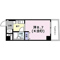 Gloire烏丸五条（グロワール烏丸五条） 9階ワンルームの間取り