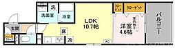 D-ROOM丹波橋 2階1LDKの間取り