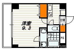 京阪本線 清水五条駅 徒歩1分の賃貸マンション 2階1Kの間取り