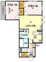 D-ROOM Sagarimatsu 2階2LDKの間取り