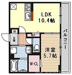 ジラソーレ 3階1LDKの間取り