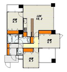 シンフォニー嵯峨嵐山 2階3LDKの間取り