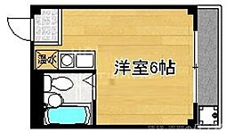 フレンドリー二条 3階ワンルームの間取り