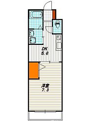 サクシード西院 1階1DKの間取り