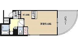 プレサンス京都三条大橋東山苑 1階ワンルームの間取り