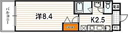 グロリアス八条 4階1Kの間取り