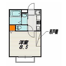 アークリード五条堀川 2階1Kの間取り