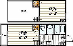 ロフティ智恵光院今出川 1階1Kの間取り