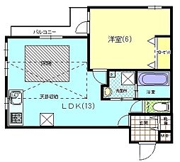 グリーンヒル下鴨本通 1階1LDKの間取り