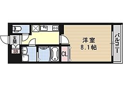 アドバンス京都アリビオ 2階1Kの間取り