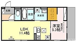 J’fort京都山科（ジェイフォート京都山科） 1階1LDKの間取り