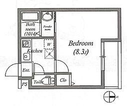 EN西ノ京二条 3階1Kの間取り