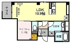 レジデンス京都洛央 1階1LDKの間取り