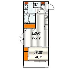 ビクトワール京都河原町 2階1LDKの間取り
