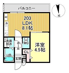 桃山水野左近西町 2階1LDKの間取り