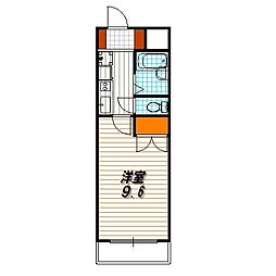 タウンルームキシ 3階1Kの間取り