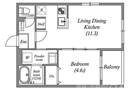 ボヌール太秦 3階1LDKの間取り