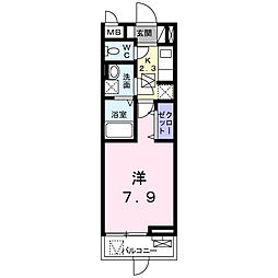 ヴィクトリアス西京極 1階1Kの間取り