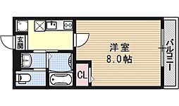 アークリード洛北 3階1Kの間取り
