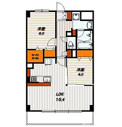 ザ・グレース京都岡崎 1階2LDKの間取り