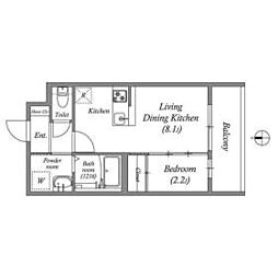 アドバンス京都リエートII 2階1LDKの間取り