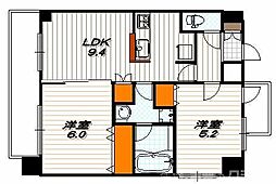 プレサンス京都駅前千都 6階2DKの間取り
