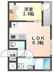 Ｎステージ長岡天神 3階1LDKの間取り