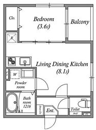 仮）西ノ京冷泉町 2階1LDKの間取り