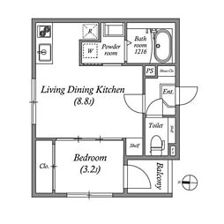 仮）西ノ京冷泉町 2階1LDKの間取り