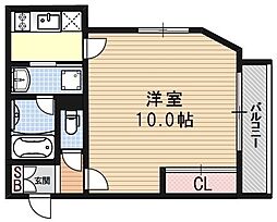 ZINNIA（ジニア） 4階1Kの間取り