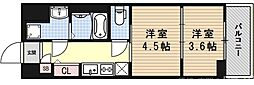 レシオス京都嵯峨野 2階2Kの間取り