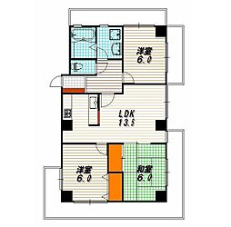 シャトー御池 3階3LDKの間取り