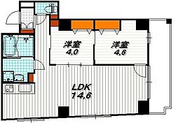 モンドール西院 4階2LDKの間取り