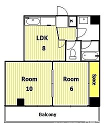 セノータ 5階2DKの間取り