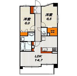 エスリード京都洛南 3階2LDKの間取り